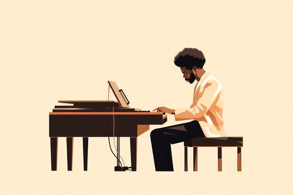 Afro American man playing piano keyboard musician pianist. AI generated Image by rawpixel.