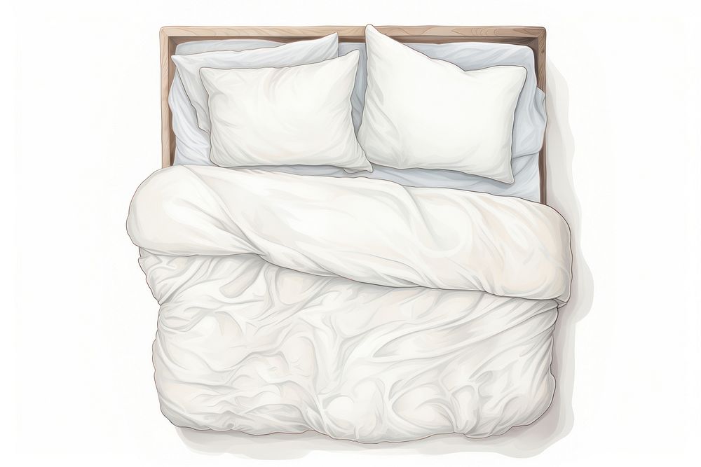 Bed furniture drawing pillow. AI generated Image by rawpixel.