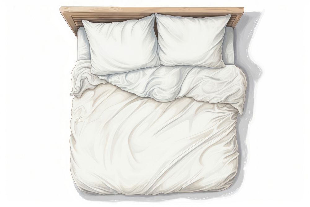 Bed furniture blanket drawing. AI generated Image by rawpixel.
