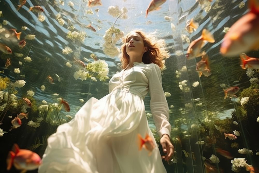 Aquarium outdoors portrait fashion. 