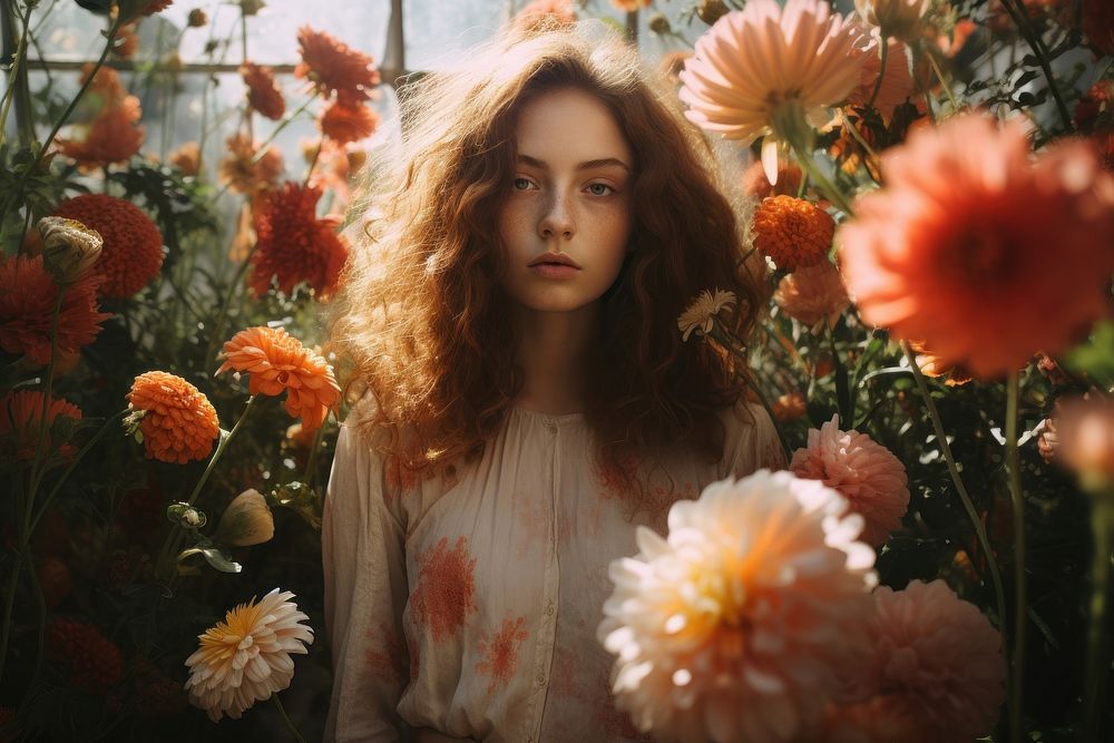 Flower portrait outdoors adult. 