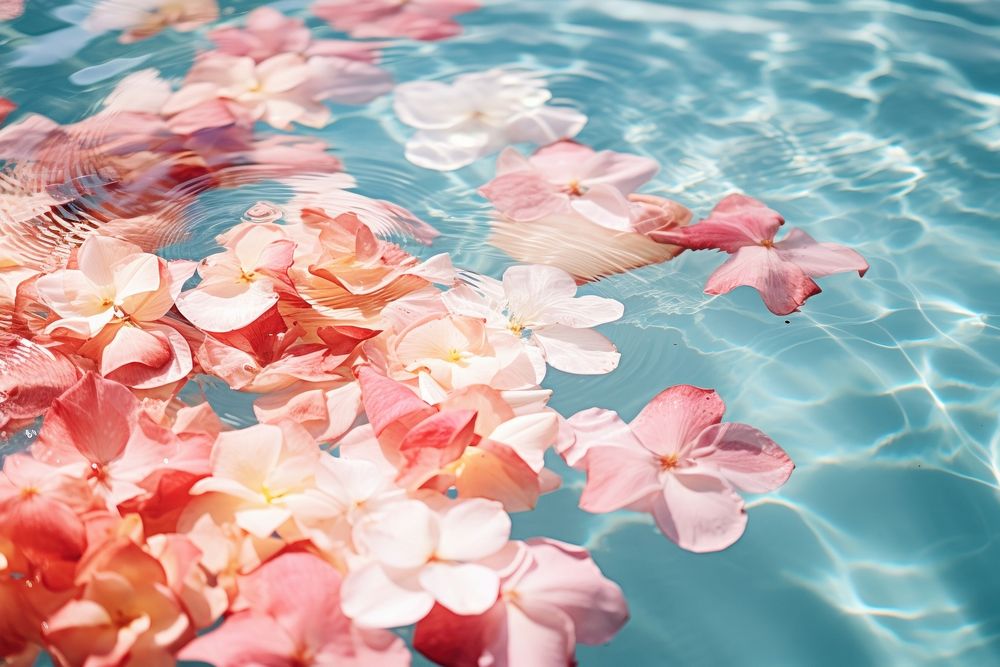 Flower petal swimming outdoors. AI generated Image by rawpixel.