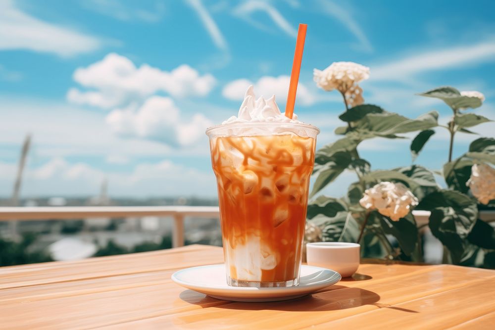 Ice coffee summer drink cafe. AI generated Image by rawpixel.