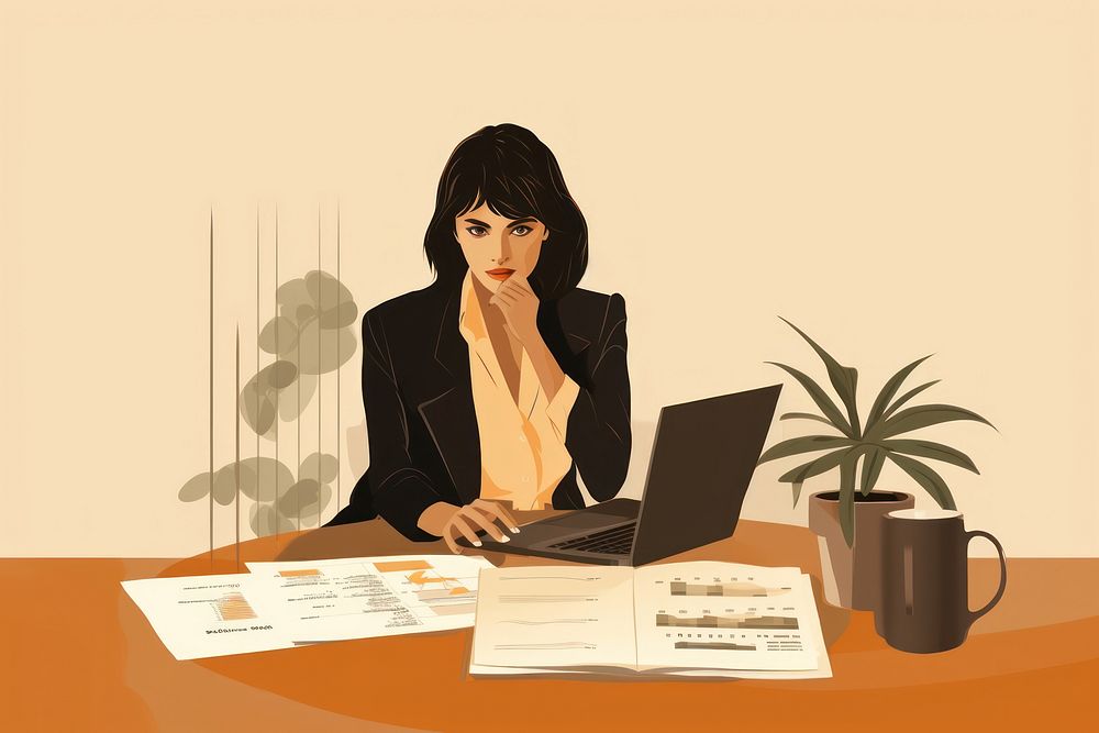 Business woman furniture computer sitting. AI generated Image by rawpixel.