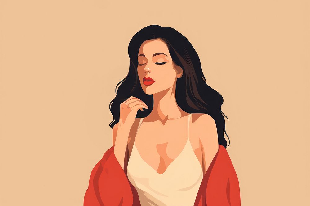 Woman Apply lipstick portrait drawing sketch. AI generated Image by rawpixel.
