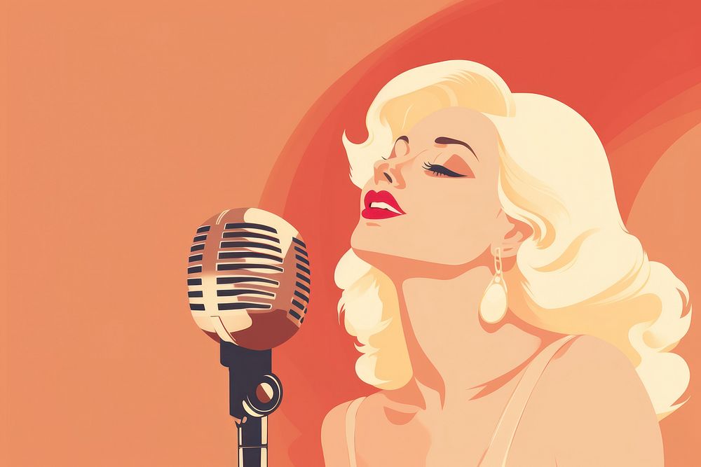 Woman singing microphone blonde adult. AI generated Image by rawpixel.