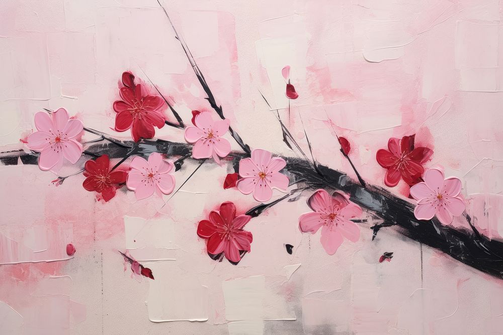 Cherry blossom art painting flower. AI generated Image by rawpixel.