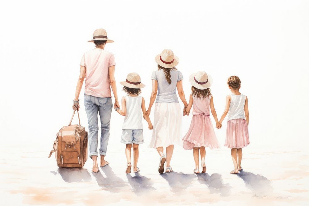 Family travel vacation drawing female. AI generated Image by rawpixel.