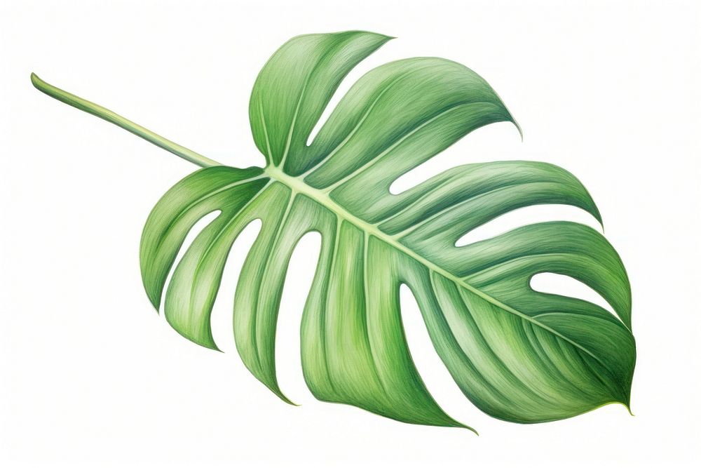 Monstera Deliciosa Fruit plant leaf white background. AI generated Image by rawpixel.