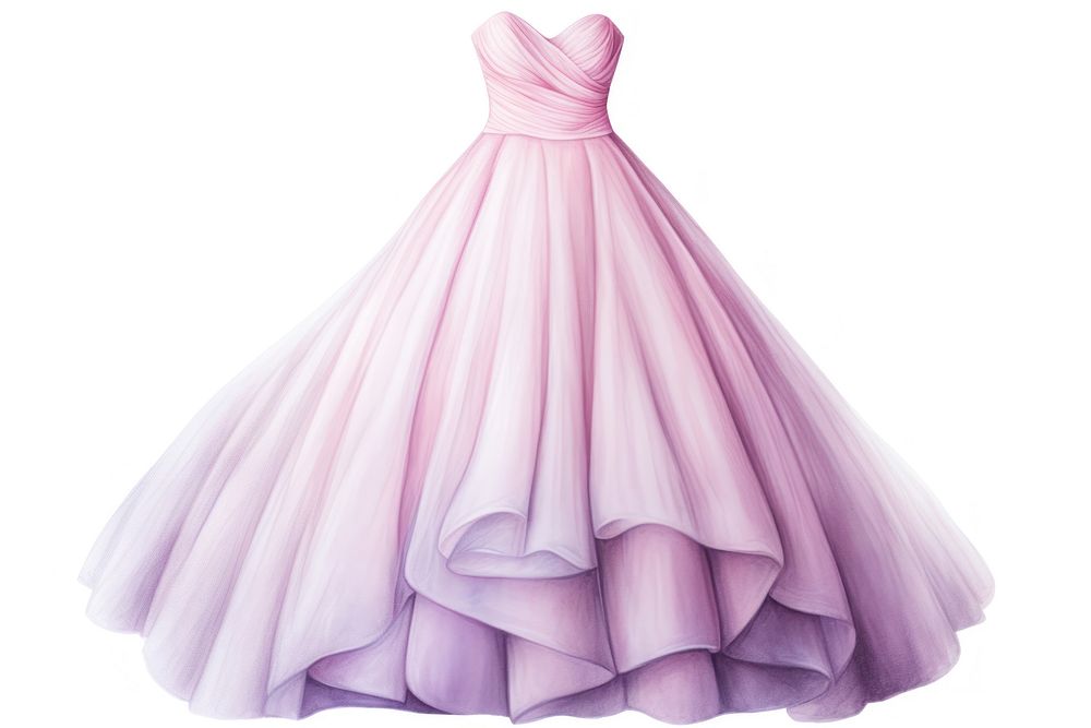 Purple wedding dress fashion gown white background. AI generated Image by rawpixel.