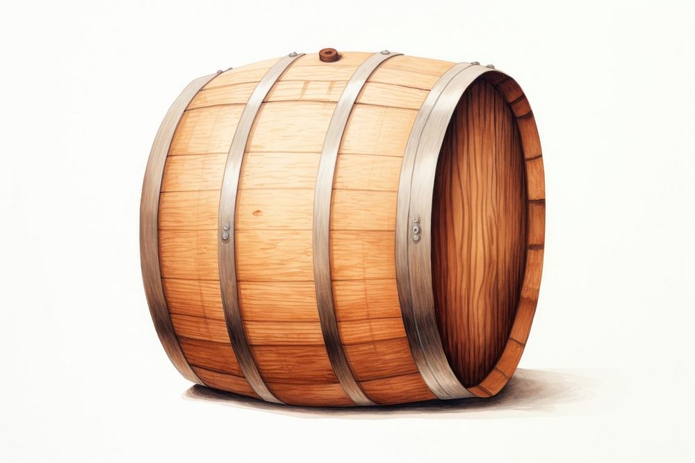 Wine barrel brown keg white background. AI generated Image by rawpixel.