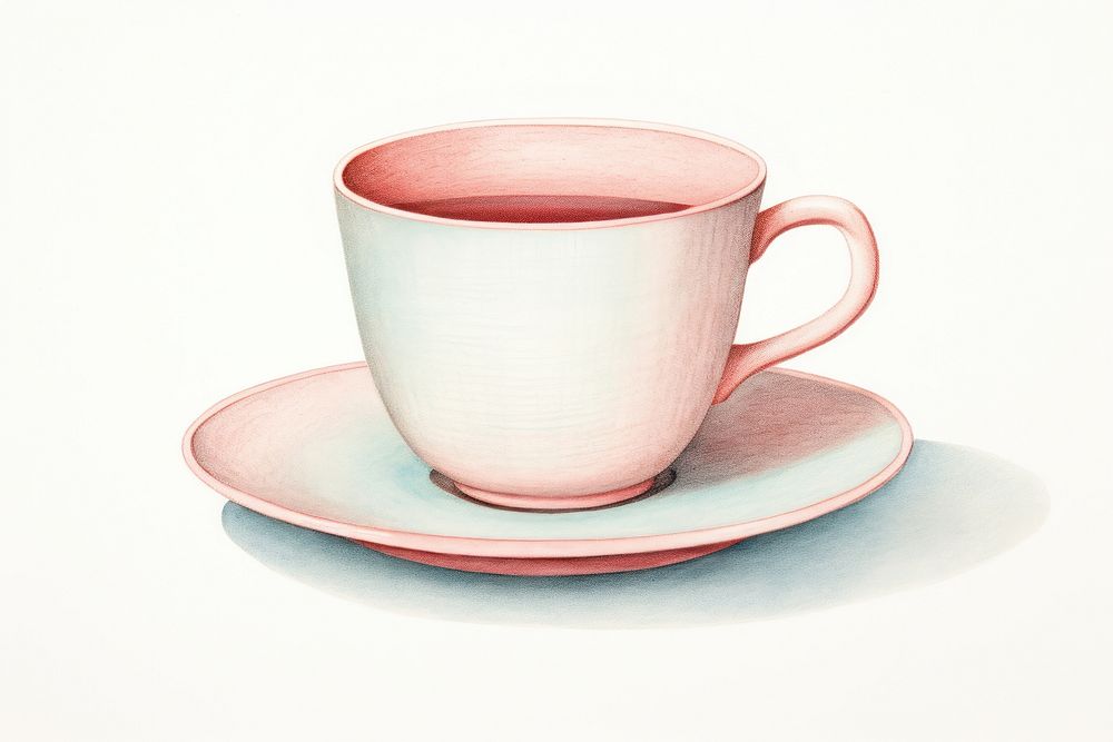 Cup coffee drawing saucer. AI generated Image by rawpixel.