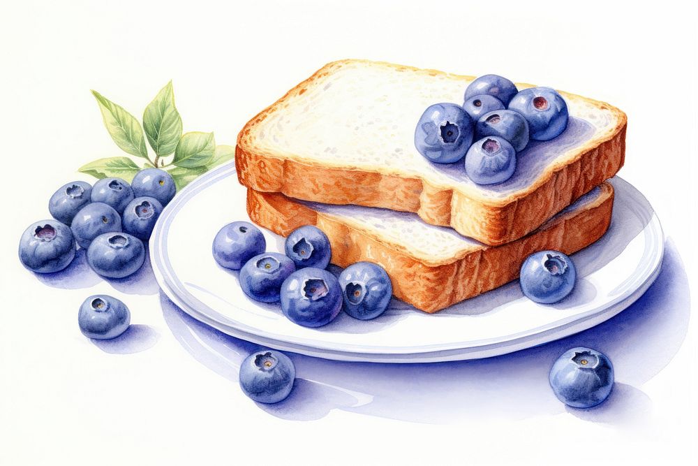 Blueberry blueberry bread plate. AI generated Image by rawpixel.