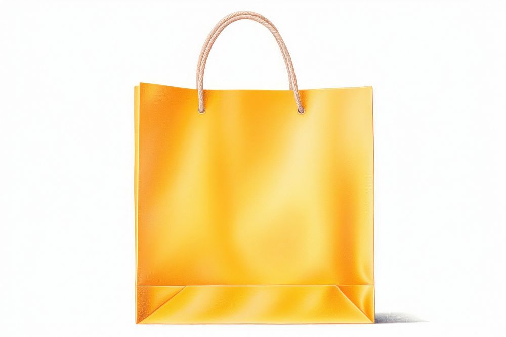 Yellow shopping bag handbag white background consumerism. AI generated Image by rawpixel.
