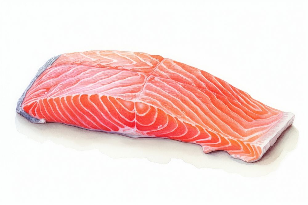 Salmon steak seafood white background ketchup. AI generated Image by rawpixel.
