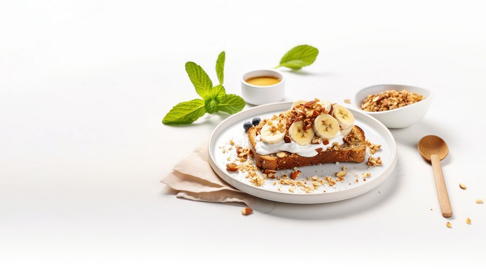 Bananaenbrot granola rezept dessert sundae cream. AI generated Image by rawpixel.