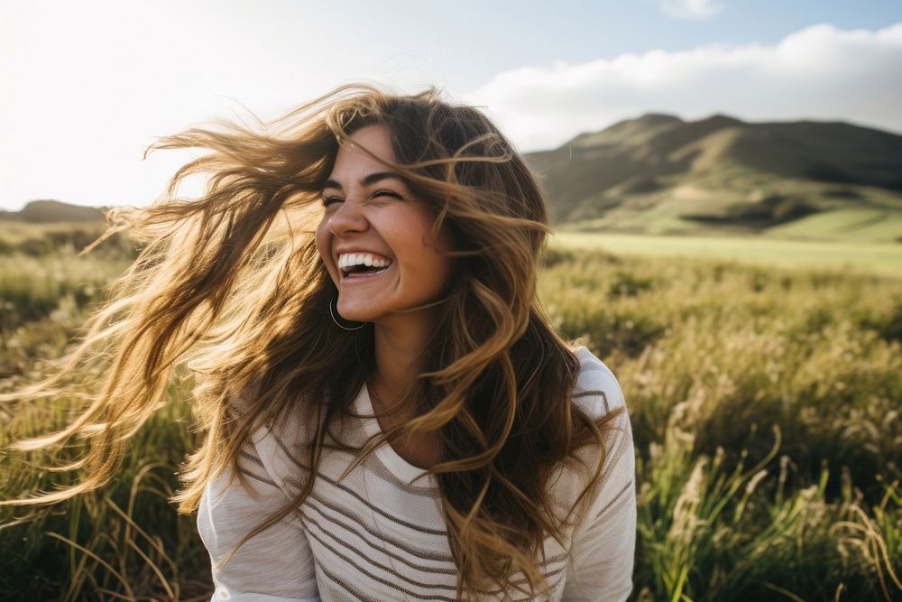 Landscape laughing looking smile. 