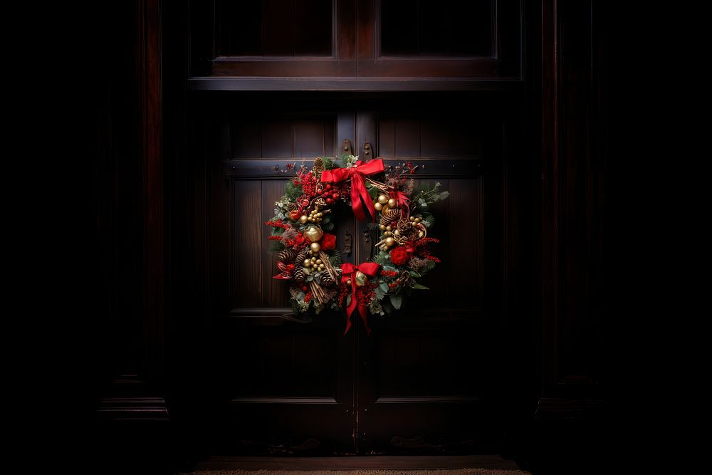 Christmas wreath architecture illuminated celebration. AI generated Image by rawpixel.