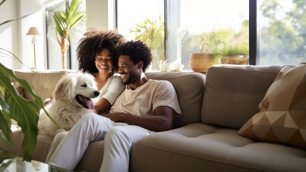 Happy black family furniture mammal animal. AI generated Image by rawpixel.