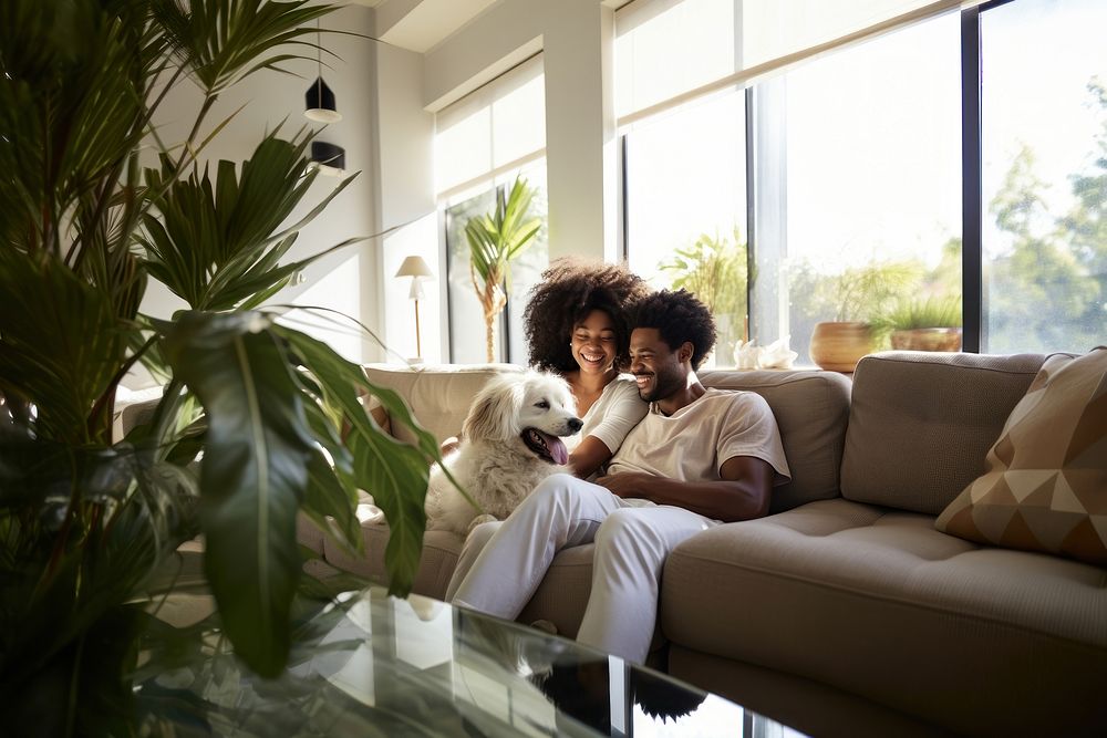 Happy black family architecture furniture plant. AI generated Image by rawpixel.