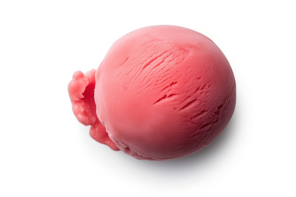 Rawberry-flavor ice-cream-ball dessert food. AI generated Image by rawpixel.
