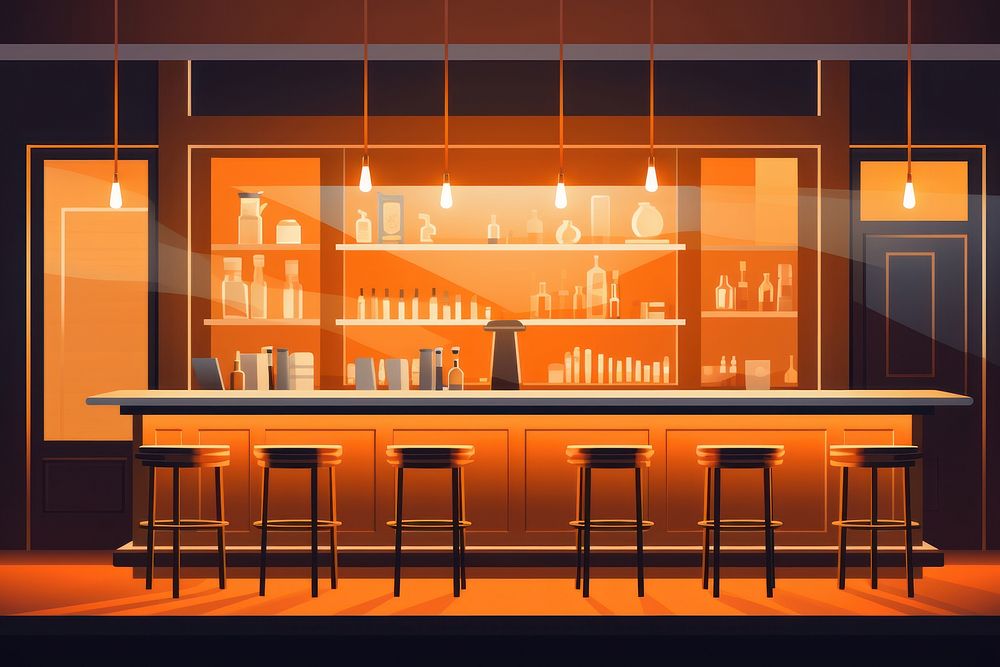 Bar interior drink bar furniture. AI generated Image by rawpixel.