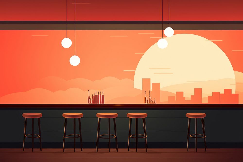 Furniture bar architecture illuminated.