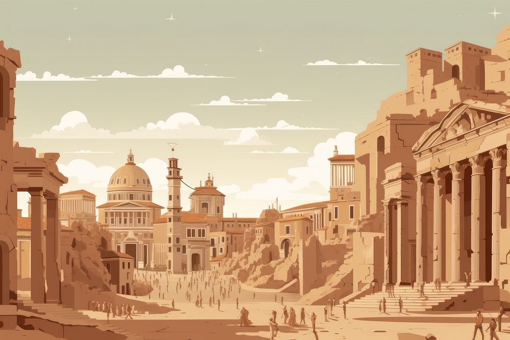 Ancient rome city ancient architecture building. AI generated Image by rawpixel.