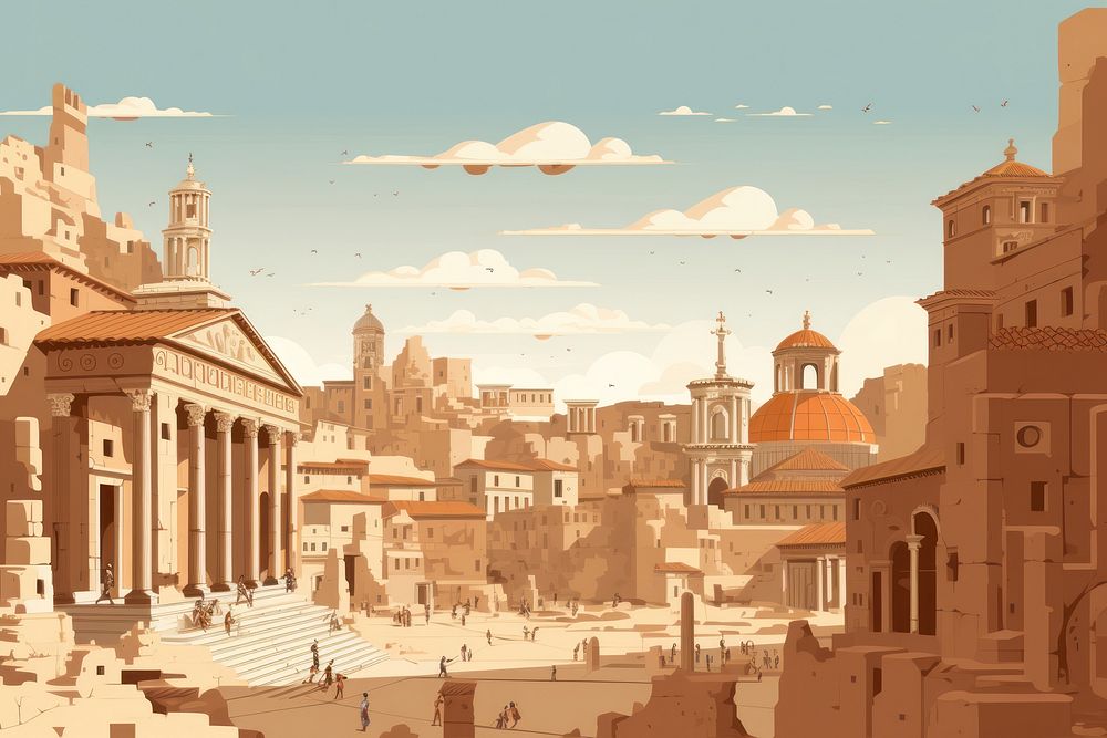 Ancient rome city architecture cityscape building. AI generated Image by rawpixel.