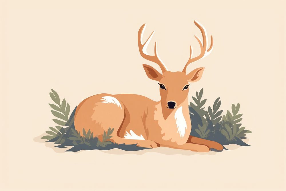 Deer sleep wildlife animal mammal. AI generated Image by rawpixel.