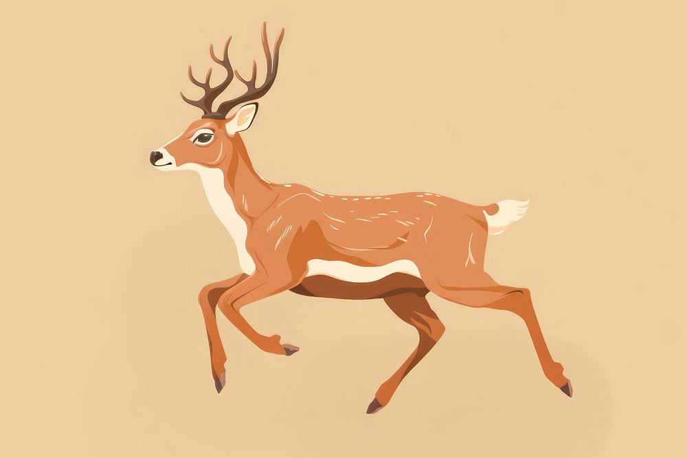 Deer running wildlife animal mammal. AI generated Image by rawpixel.