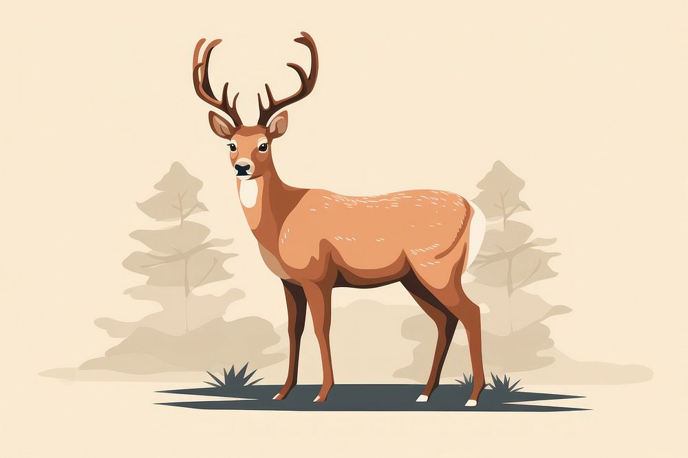 Deer wildlife animal antler. AI generated Image by rawpixel.