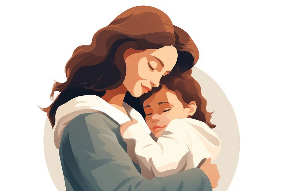 Hugging adult child woman. AI generated Image by rawpixel.