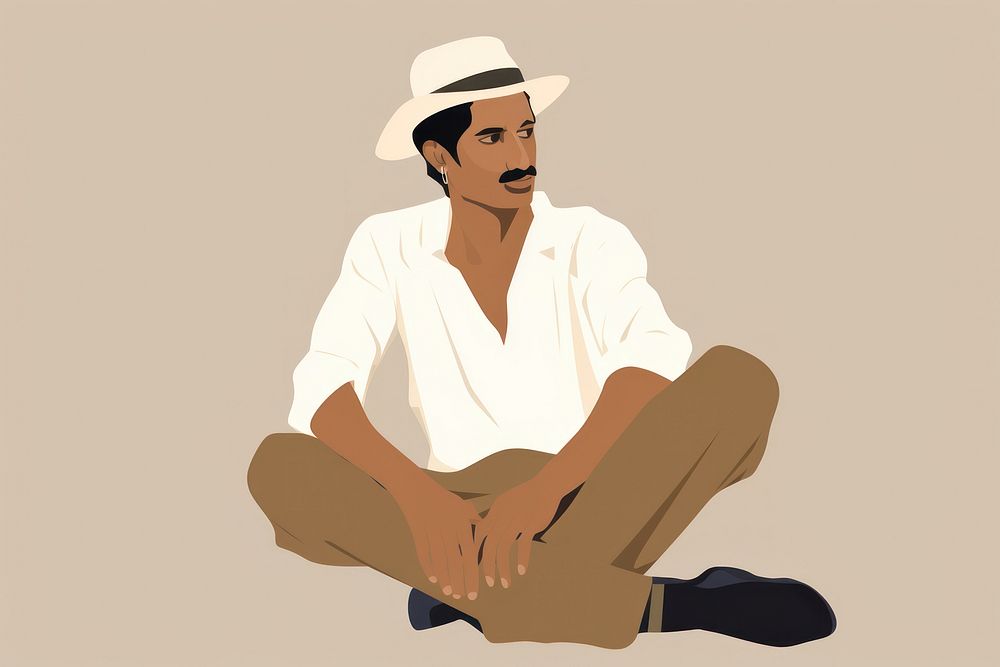 Minimalist indian man portrait sitting photography. AI generated Image by rawpixel.