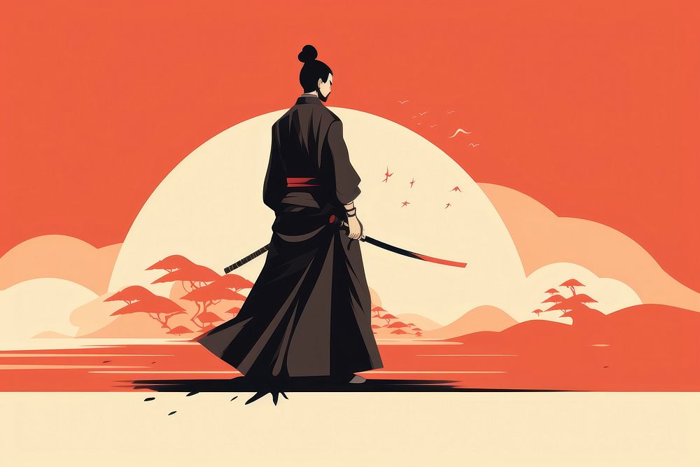 Samurai architecture silhouette standing. AI generated Image by rawpixel.