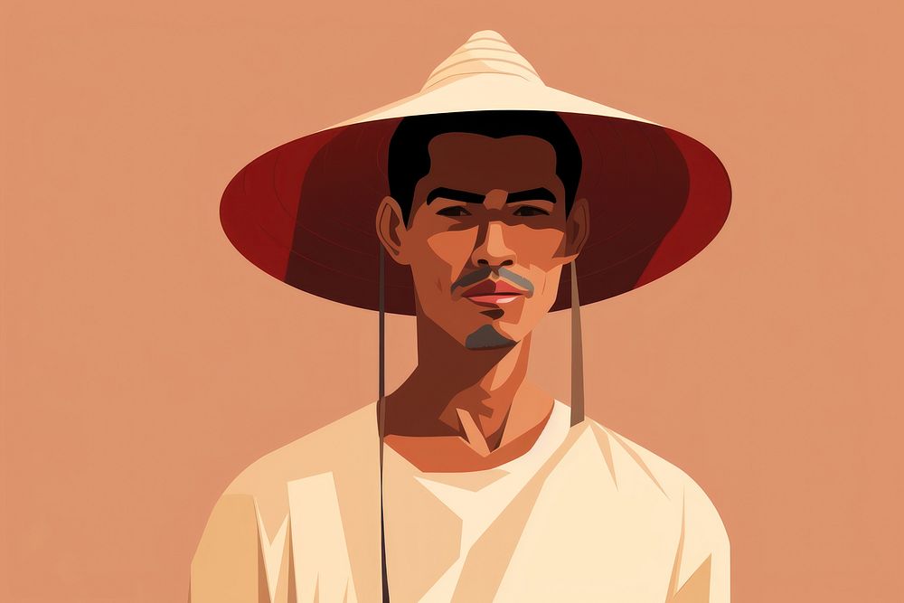 South east asian farmer wearing conical hat portrait adult. AI generated Image by rawpixel.