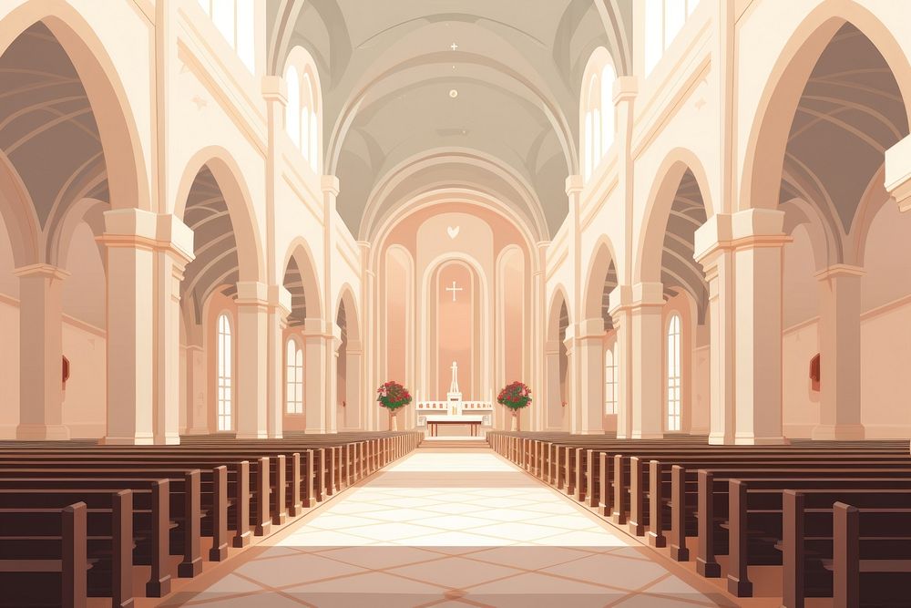 Church aisle architecture building worship. AI generated Image by rawpixel.