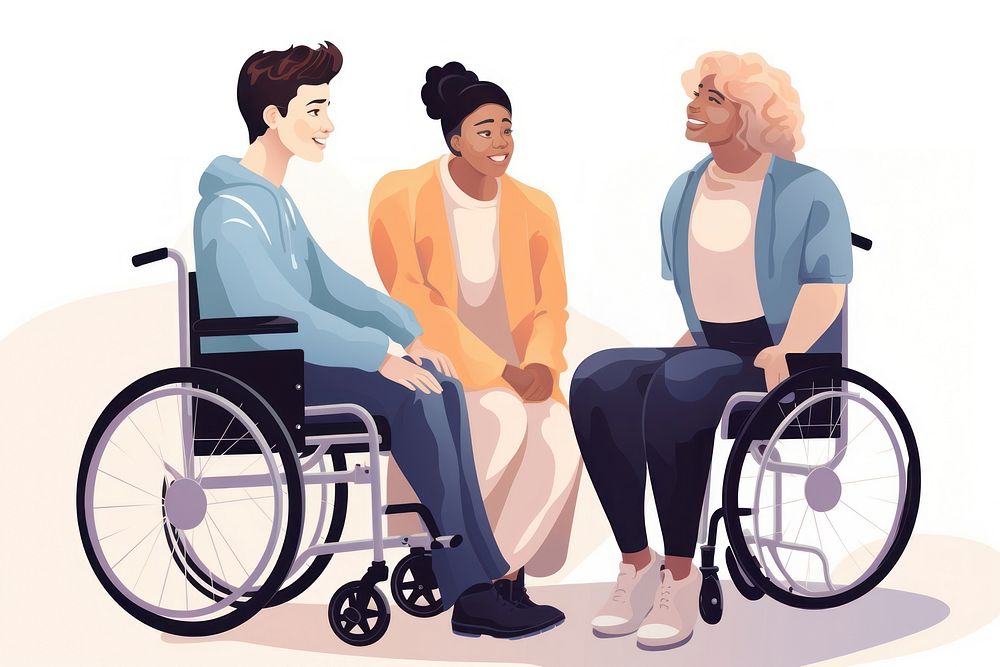 Wheelchair adult togetherness retirement. AI generated Image by rawpixel.