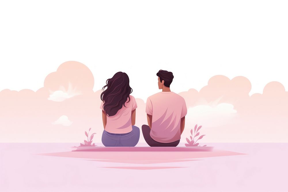Couple sitting together adult back togetherness. AI generated Image by rawpixel.