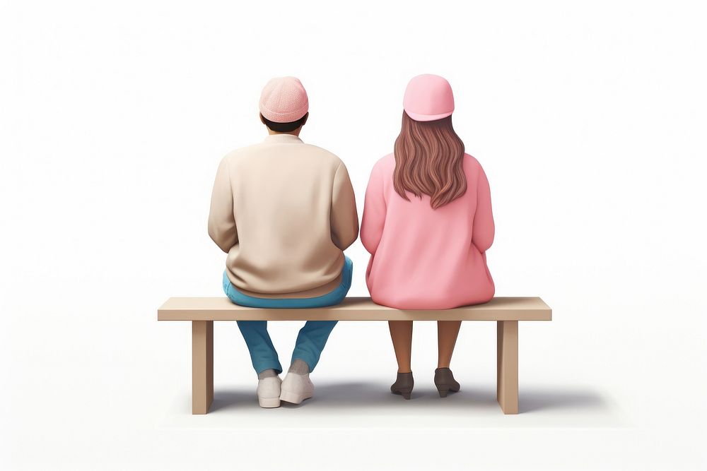 Sitting furniture bench adult. AI generated Image by rawpixel.