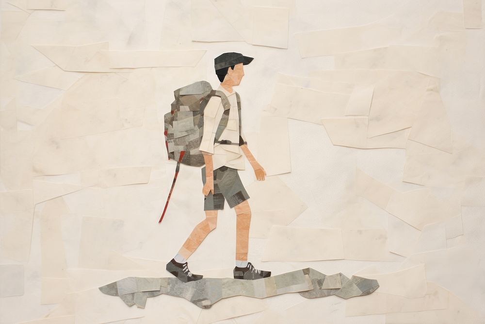 Backpacker walking adult art. AI generated Image by rawpixel.