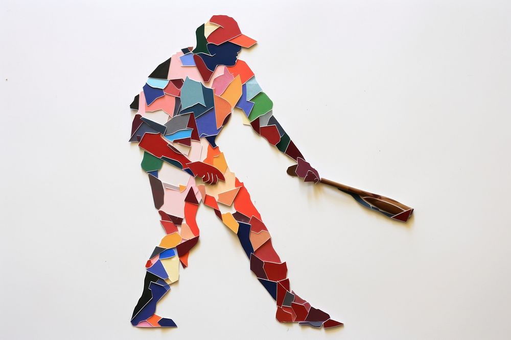 Baseball player art origami paper. AI generated Image by rawpixel.