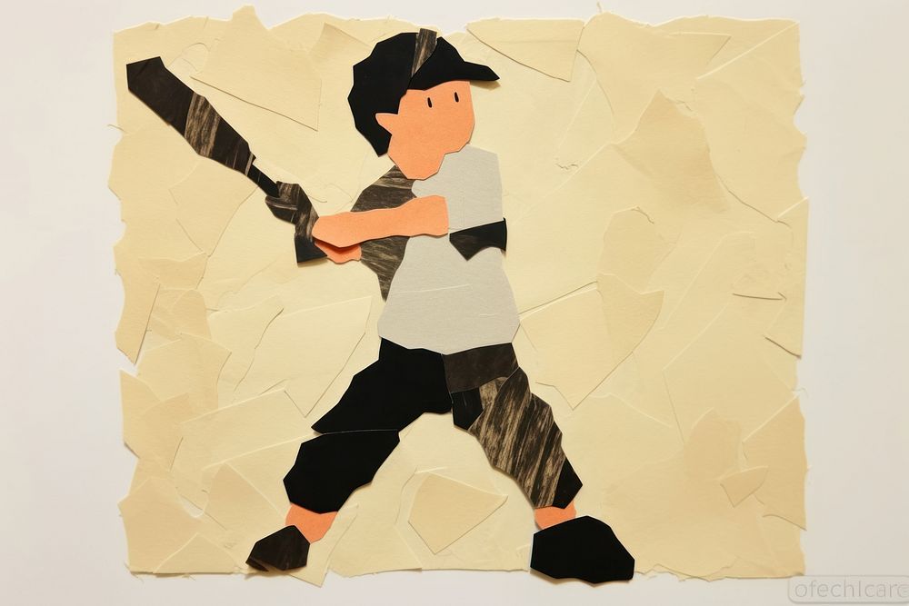 Baseball player paper art representation. AI generated Image by rawpixel.
