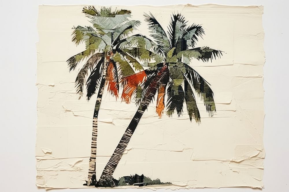 Palm tree painting plant art. AI generated Image by rawpixel.