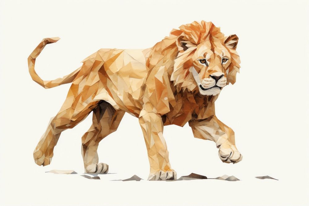 Running lion wildlife mammal animal. AI generated Image by rawpixel.