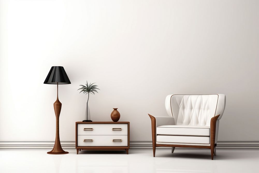 Furniture armchair white lamp. AI generated Image by rawpixel.