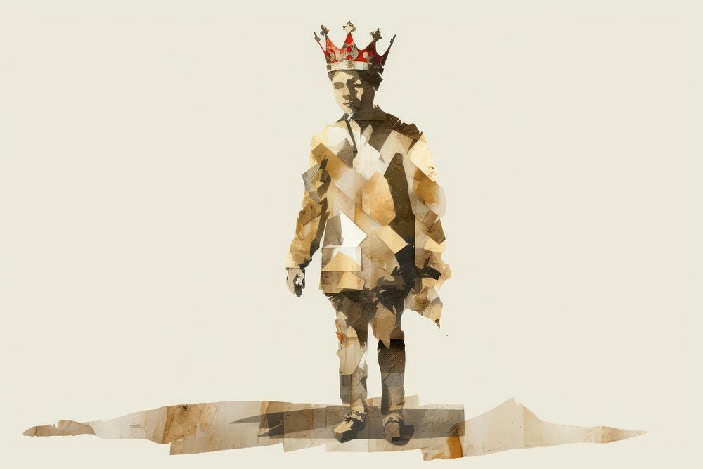 Adult king wearing crown art representation accessories. AI generated Image by rawpixel.