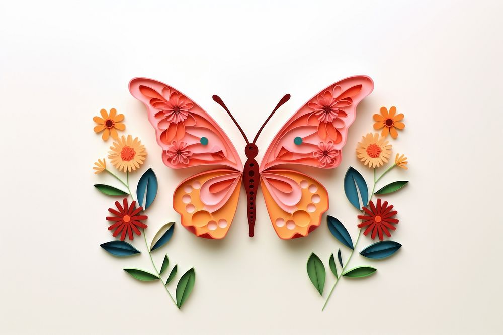 Flower butterfly pattern plant. AI generated Image by rawpixel.
