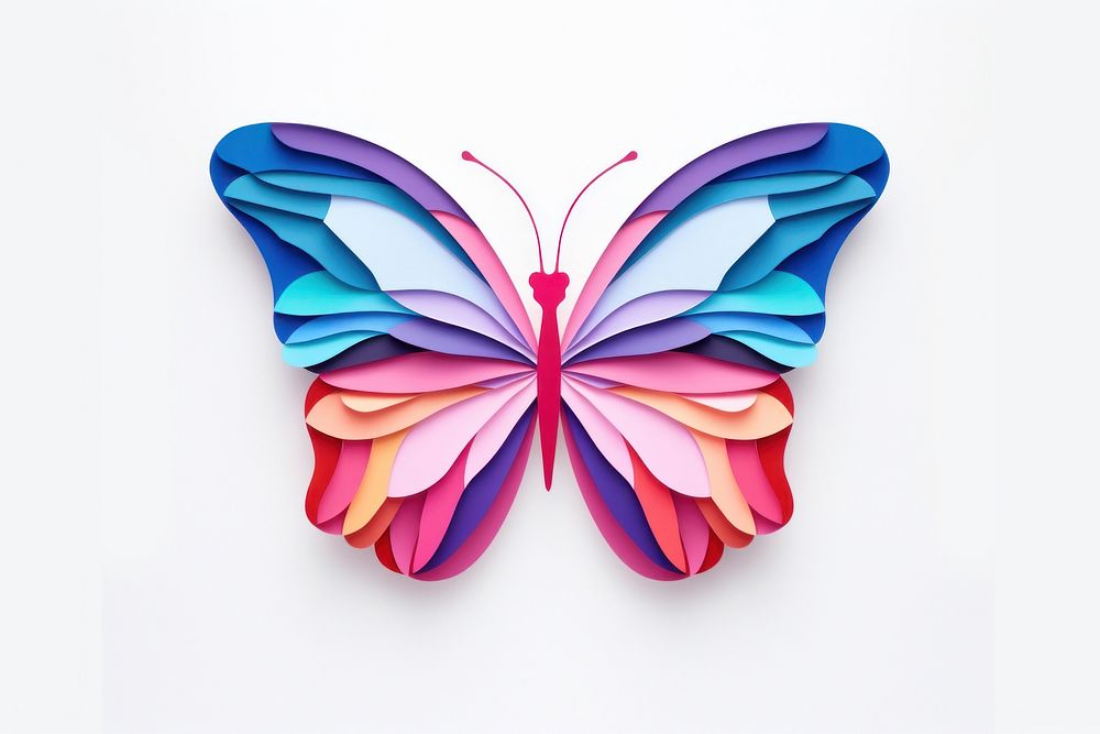 Butterfly paper art white background. AI generated Image by rawpixel.