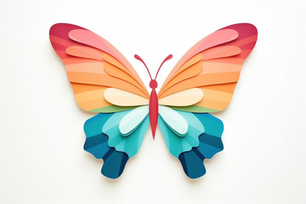 Butterfly paper art white background. AI generated Image by rawpixel.